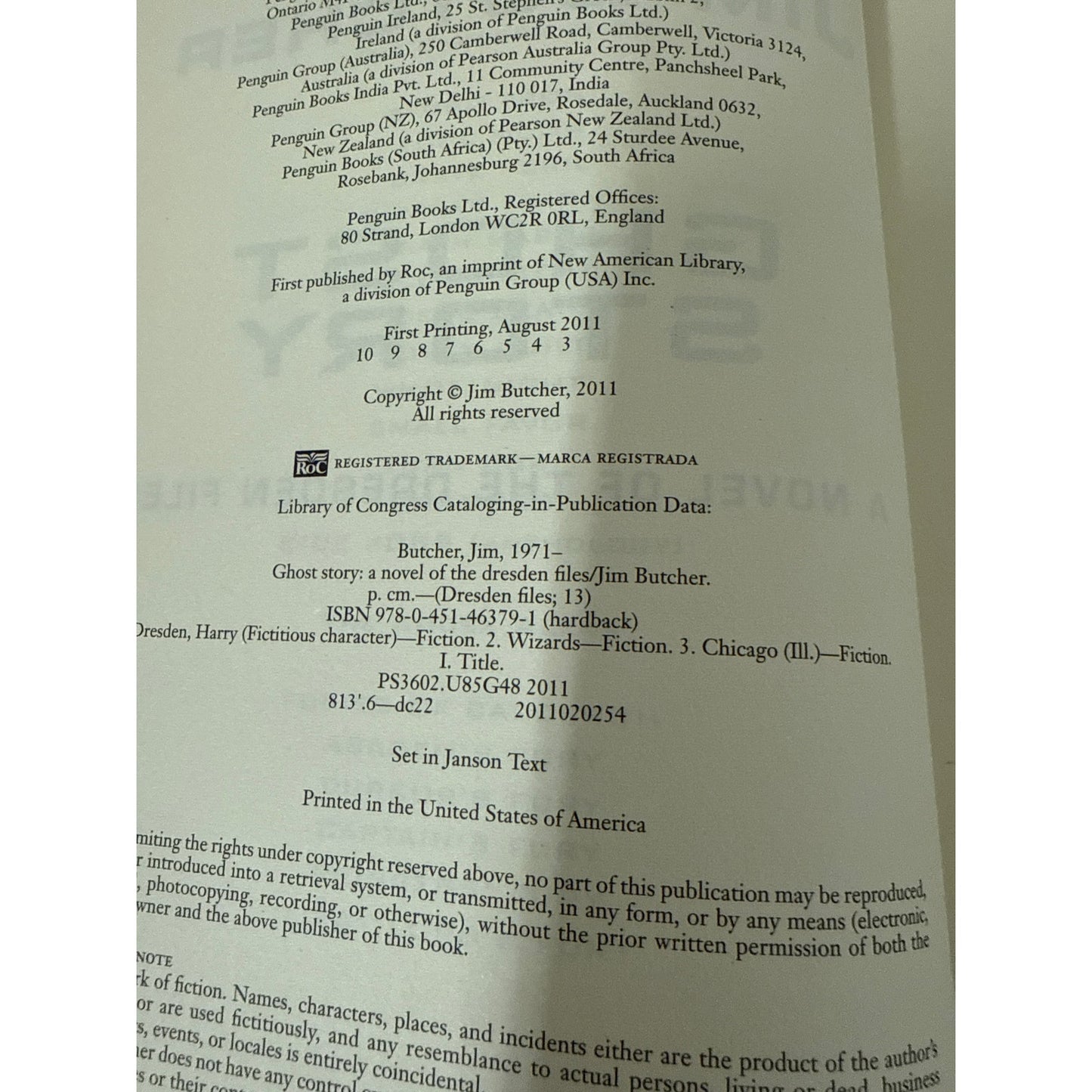 Dresden Files: Ghost Story by Jim Butcher (2011,1st Printing HC/DJ) VG