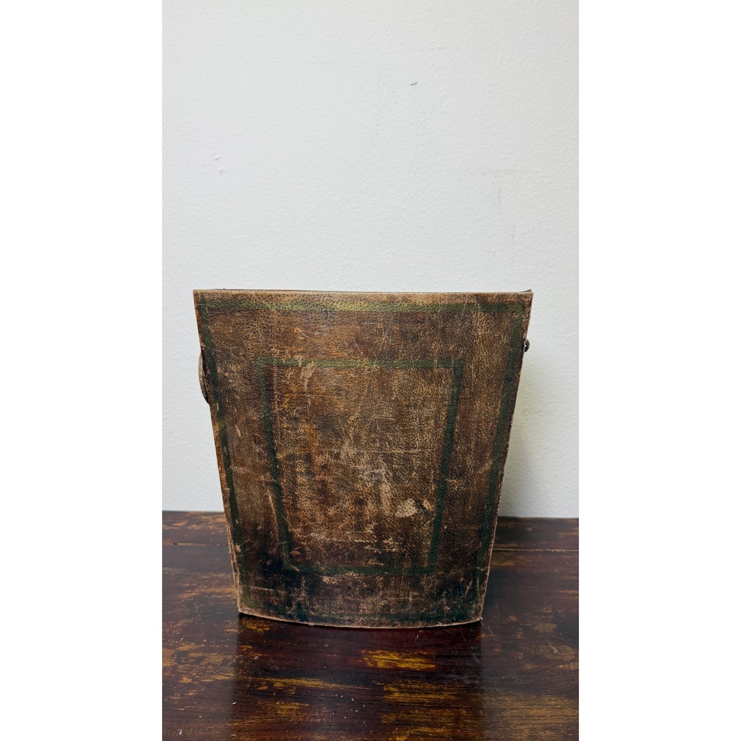 Vintage Tooled Leather Waste Bin