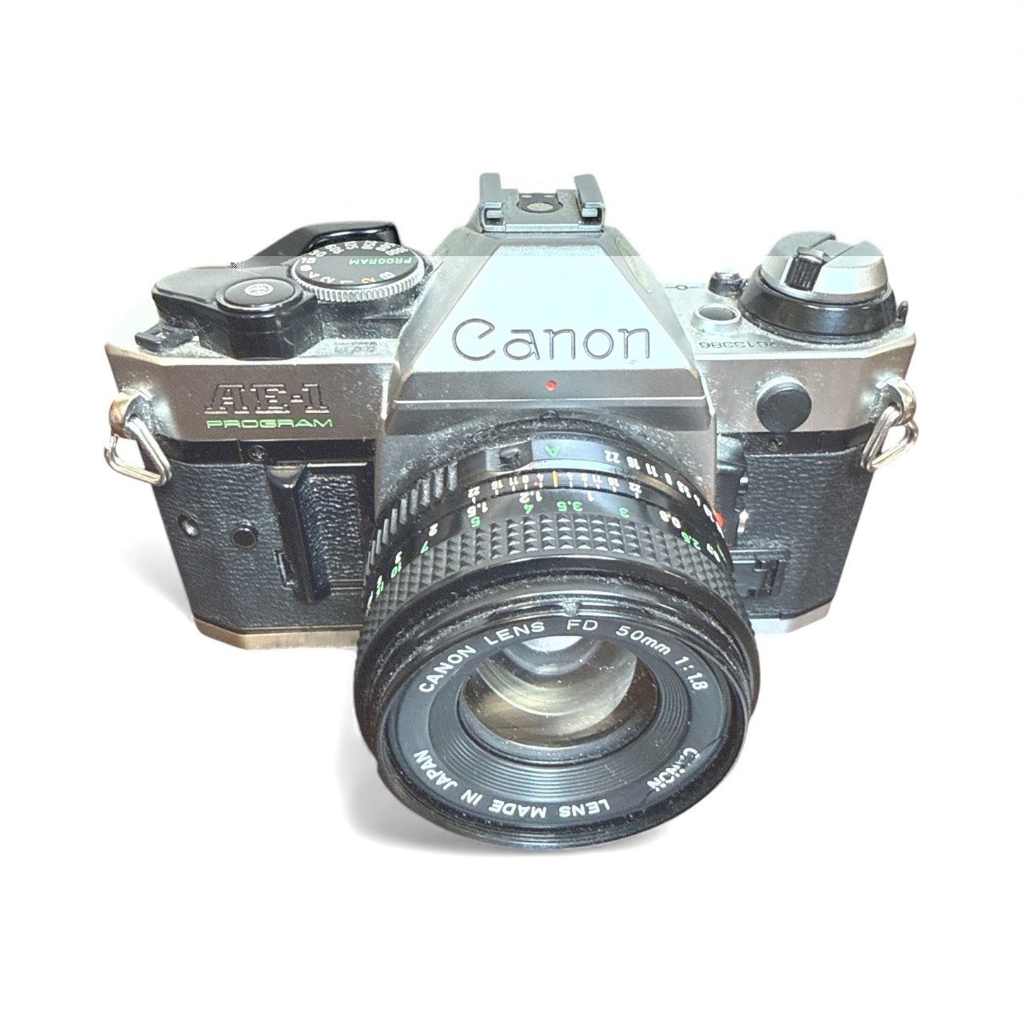 Canon AE-1 Program 35mm SLR Film Camera w/ Canon FD 50mm 1:1.8 Lens Pre-owned