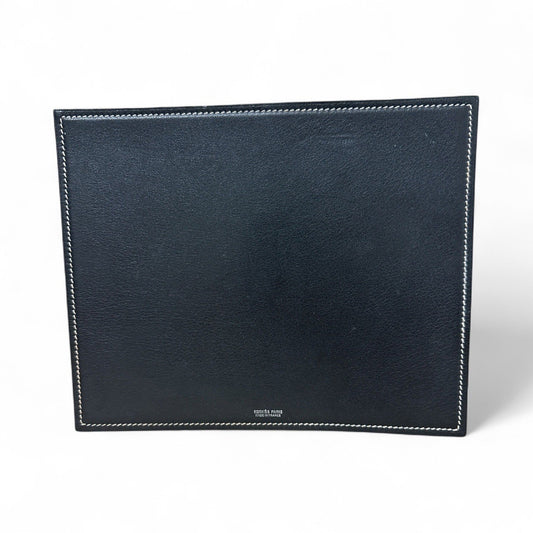 HERMES PARIS Reversible Blue Black Colorblock Leather Mouse Pad Pre-Owned