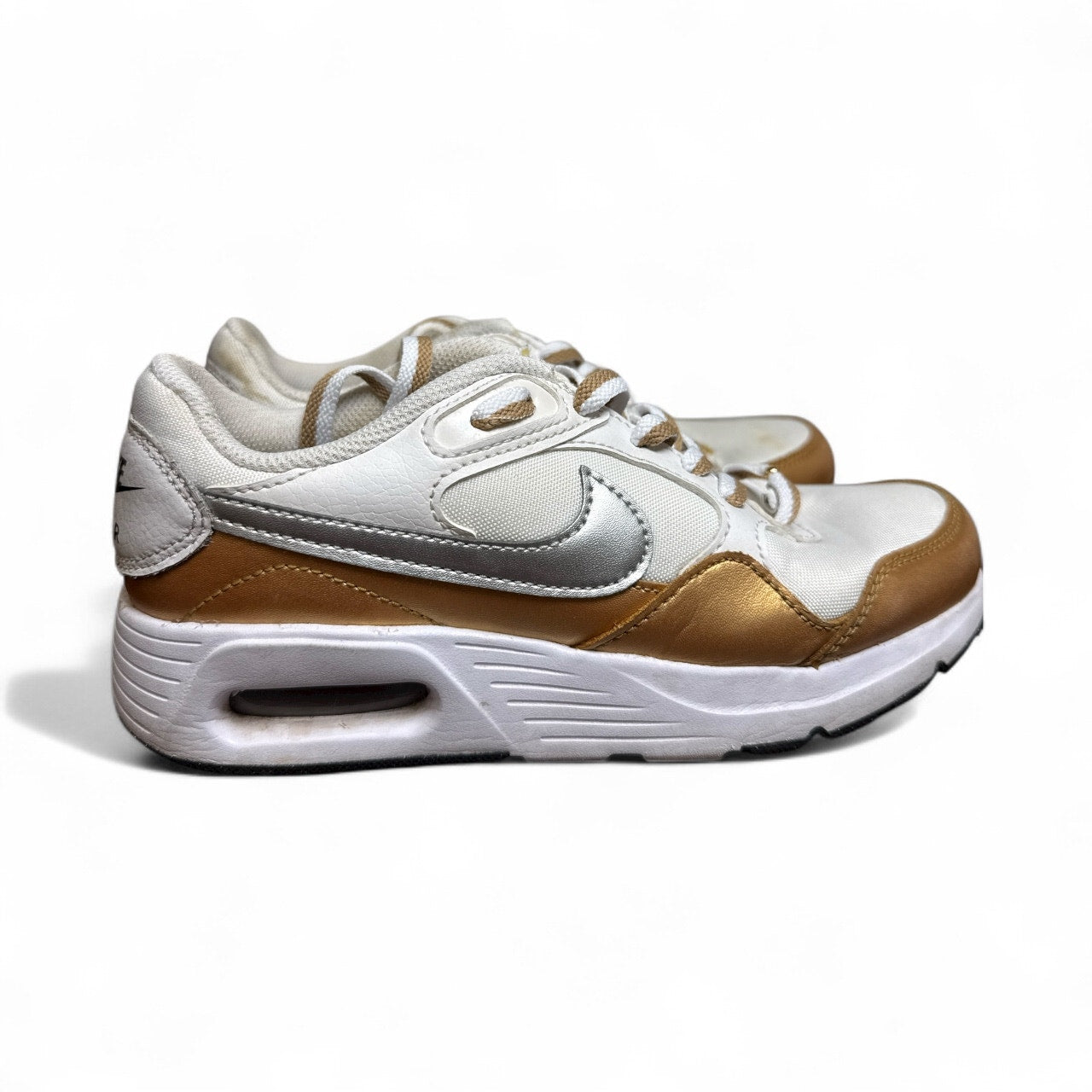 Nike Air Max SC Women’s Sneakers Shoes Size 5.5 White Gold Silver