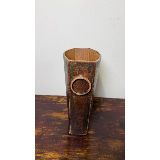 Vintage Tooled Leather Waste Bin