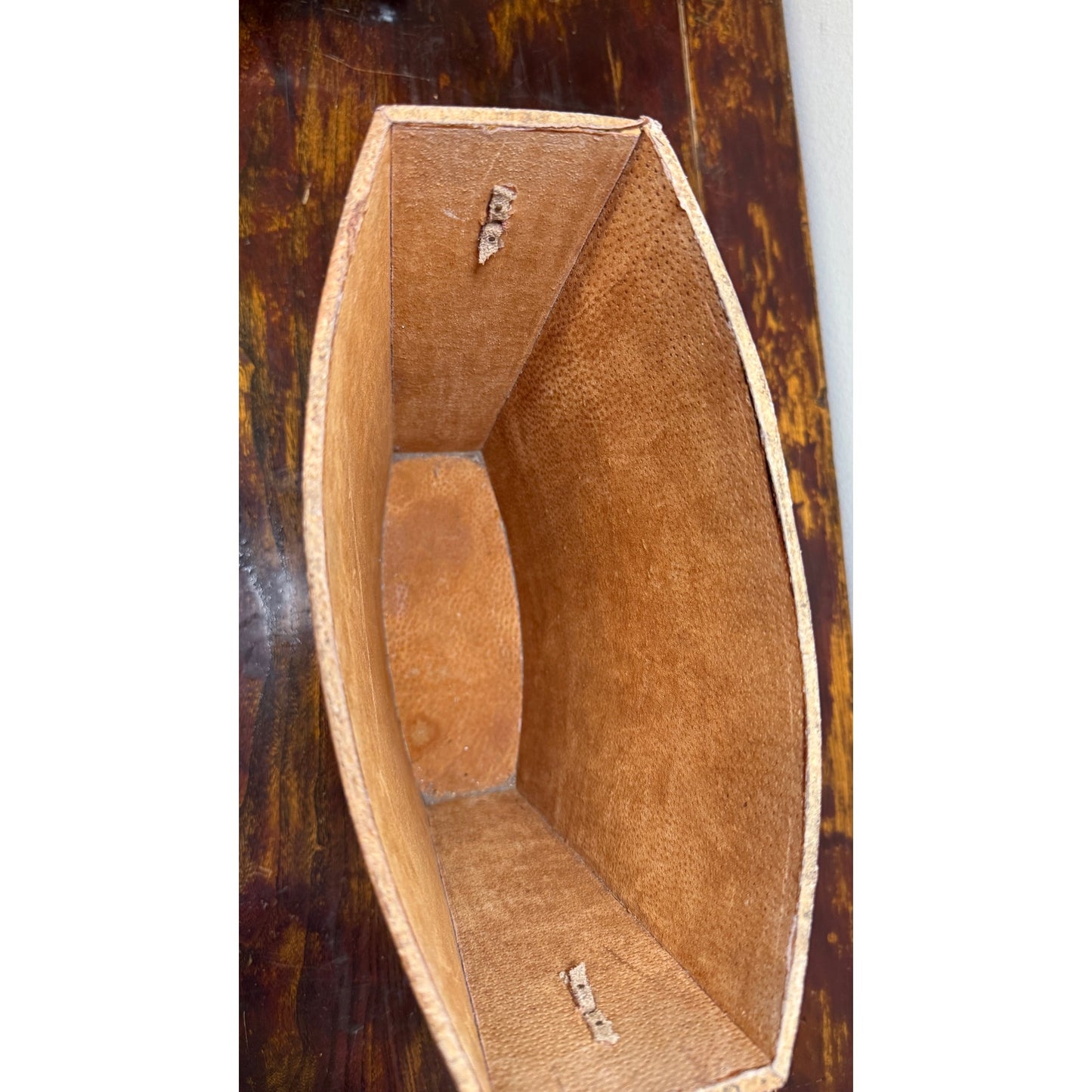 Vintage Tooled Leather Waste Bin