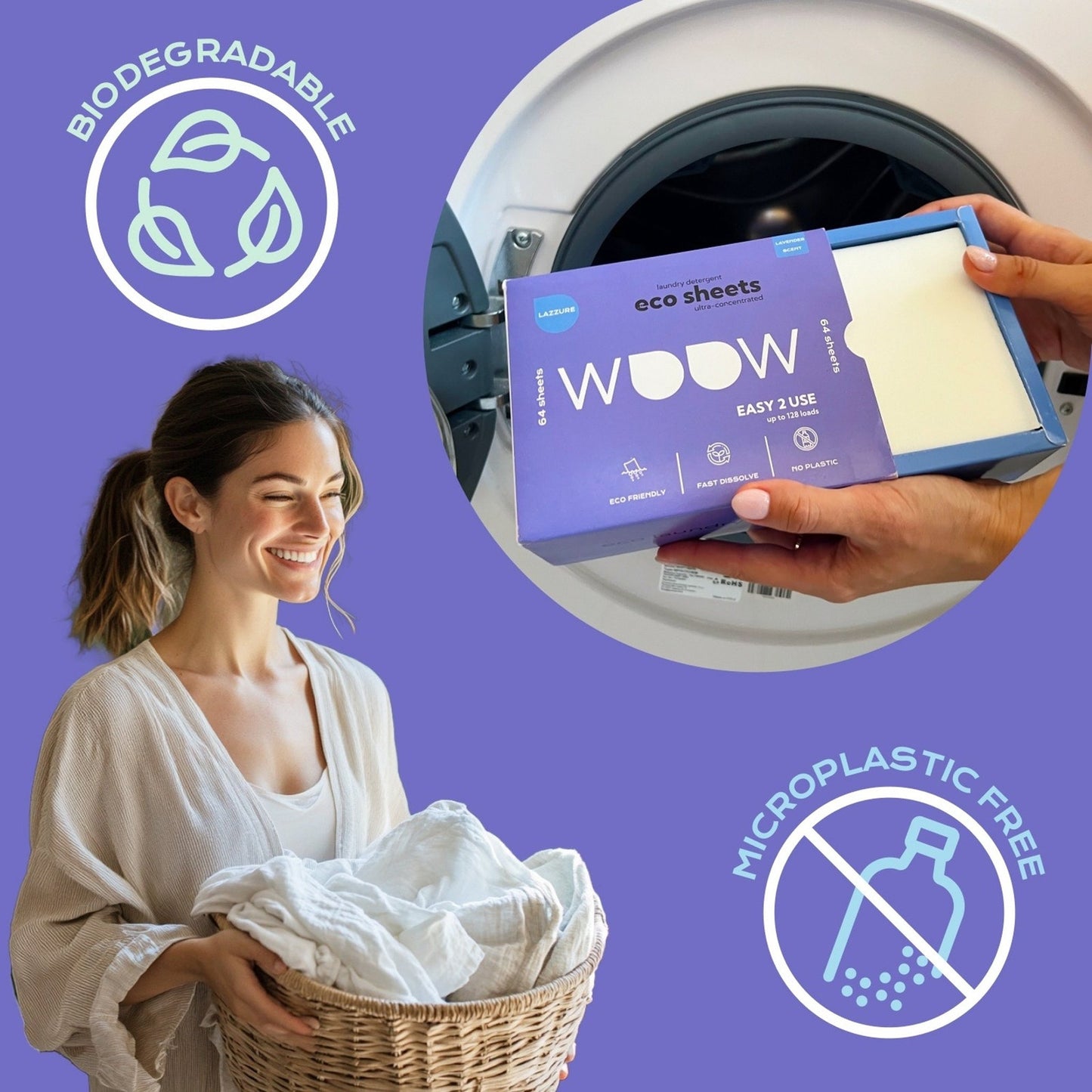 Eco Sheets Lavender Scent Laundry Detergent Sheets 64 Count Lazzure