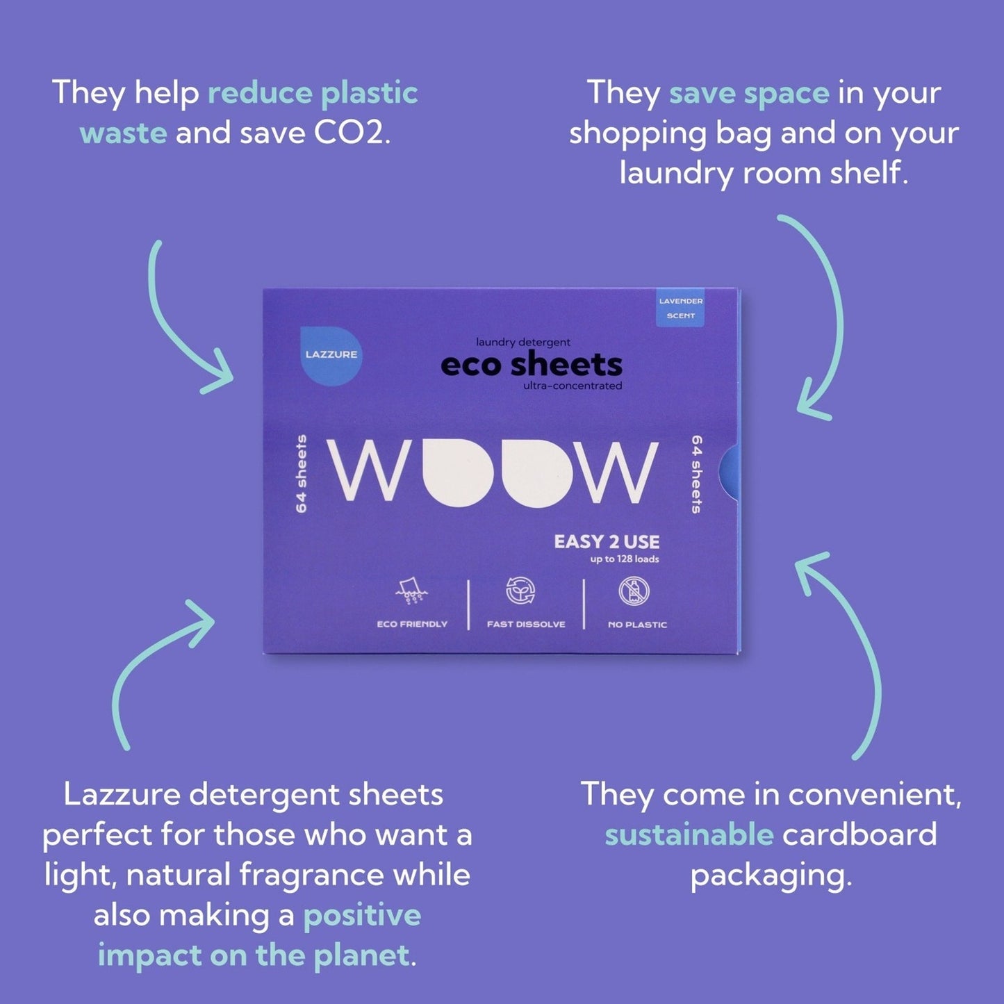 Eco Sheets Lavender Scent Laundry Detergent Sheets 64 Count Lazzure