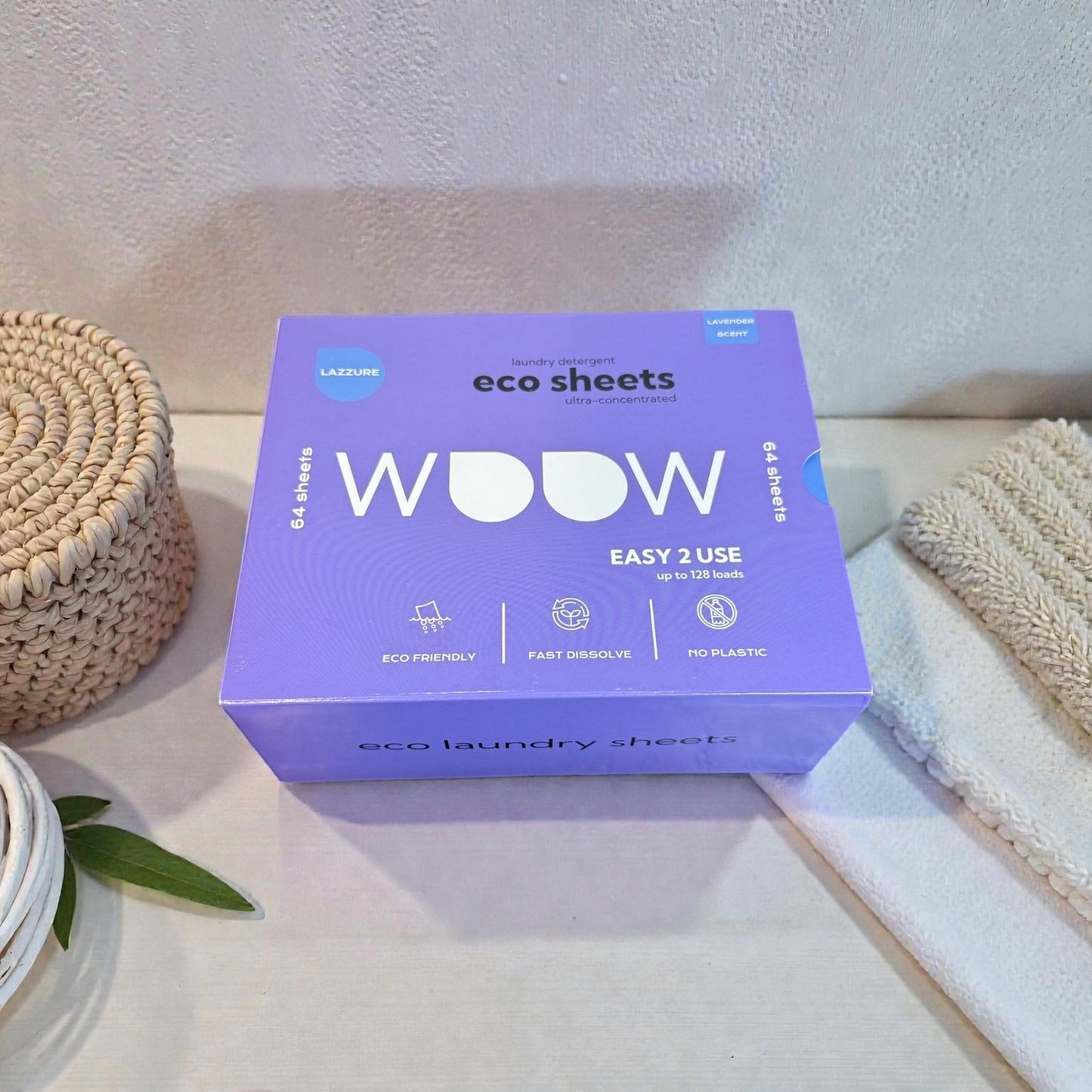 Eco Sheets Lavender Scent Laundry Detergent Sheets 64 Count Lazzure